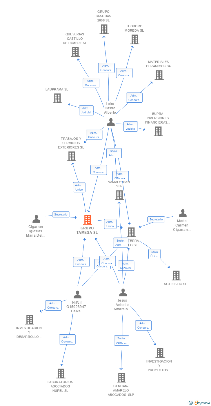 Vinculaciones societarias de GRUPO TAMEGA SL