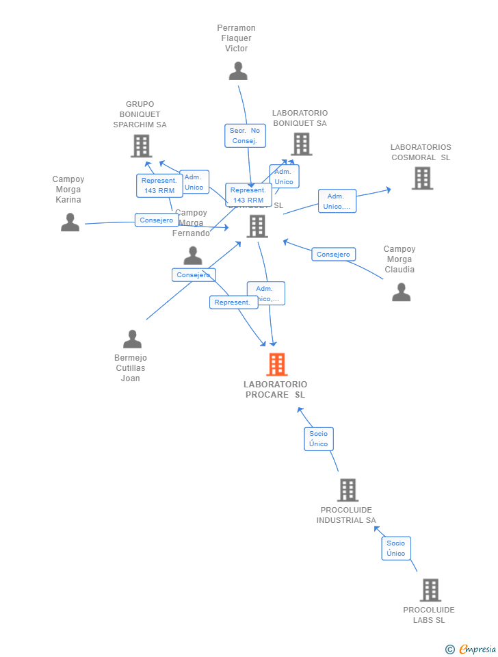 Vinculaciones societarias de LABORATORIO PROCARE SL