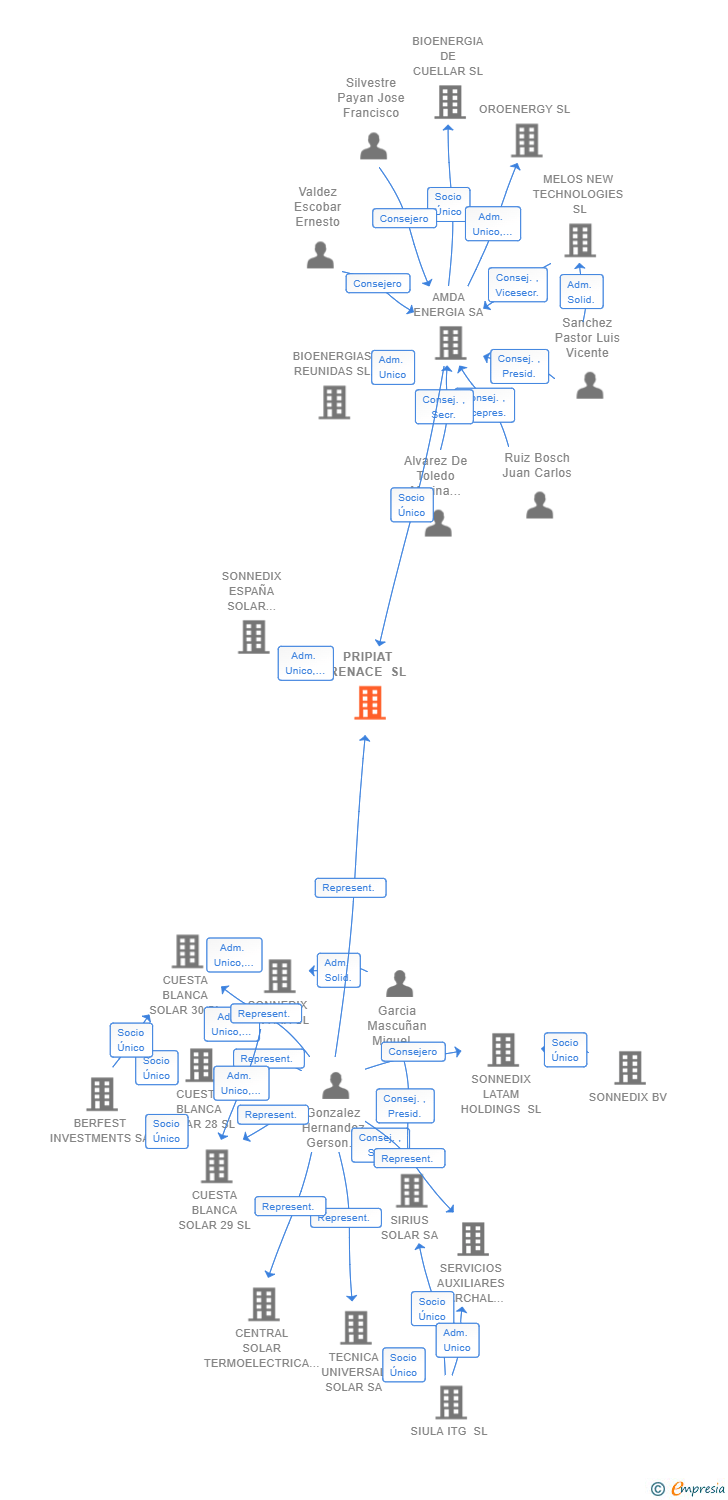 Vinculaciones societarias de PRIPIAT RENACE SL