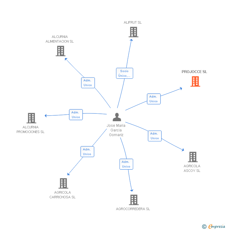 Vinculaciones societarias de PROJOCCE SL