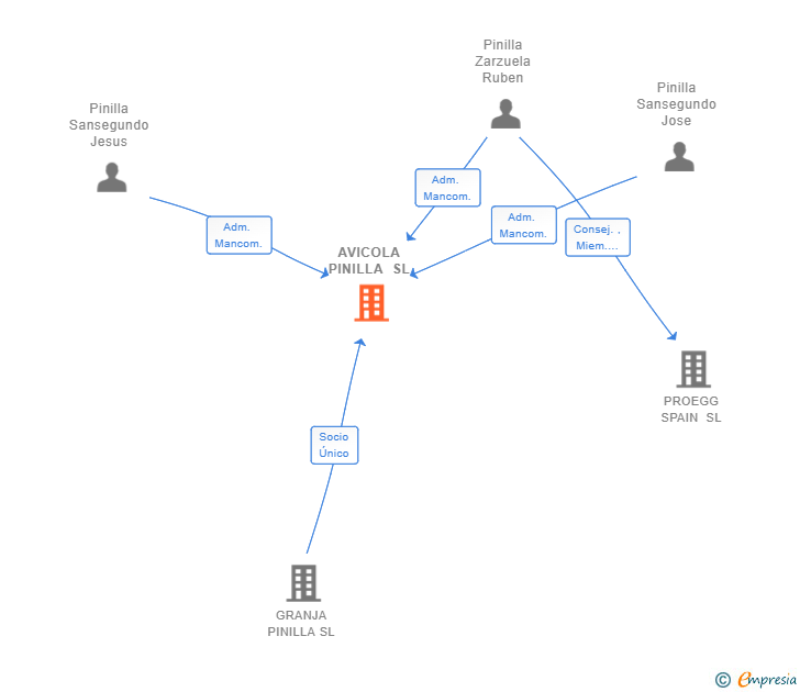 Vinculaciones societarias de AVICOLA PINILLA SL