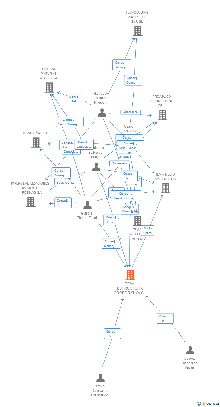 Vinculaciones societarias de TEVA ESTRUCTURA CORPORATIVA SL