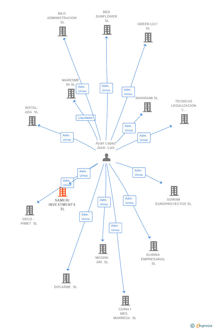 Vinculaciones societarias de SAMERI INVESTMENTS SL