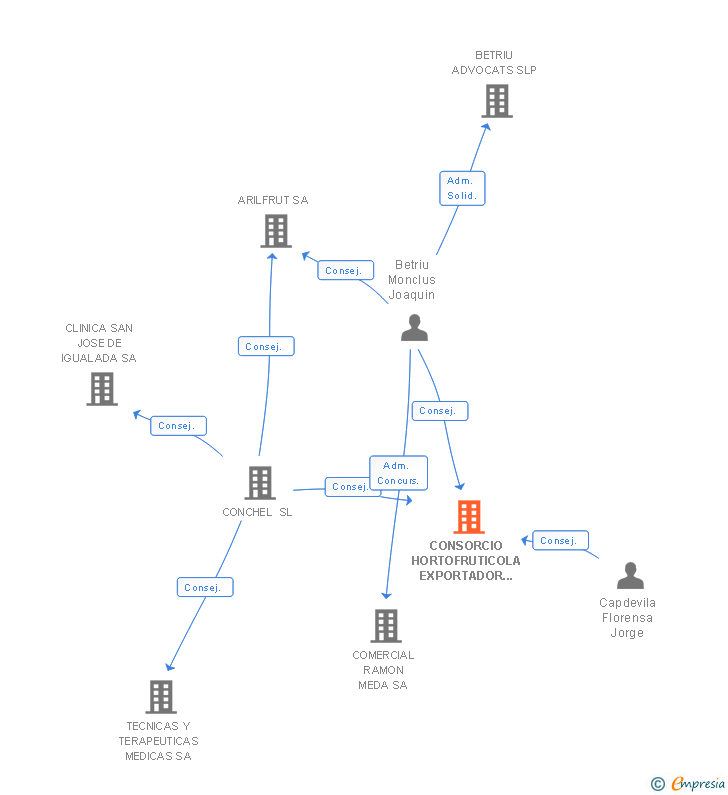 Vinculaciones societarias de CONSORCIO HORTOFRUTICOLA EXPORTADOR LERIDANO SL