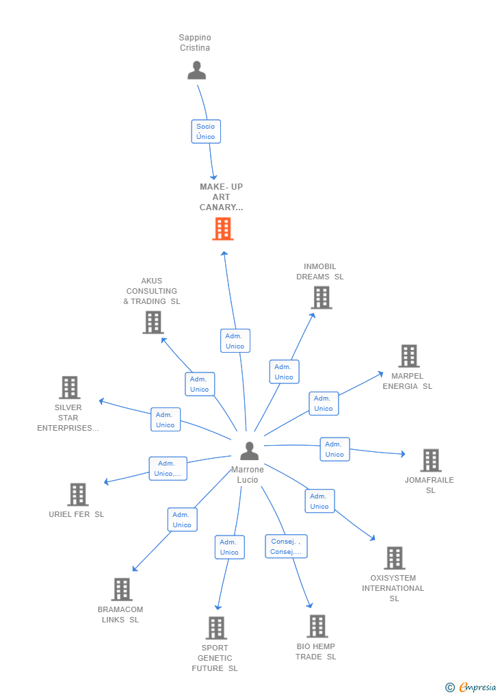 Vinculaciones societarias de MAKE-UP ART CANARY ISLAND SL