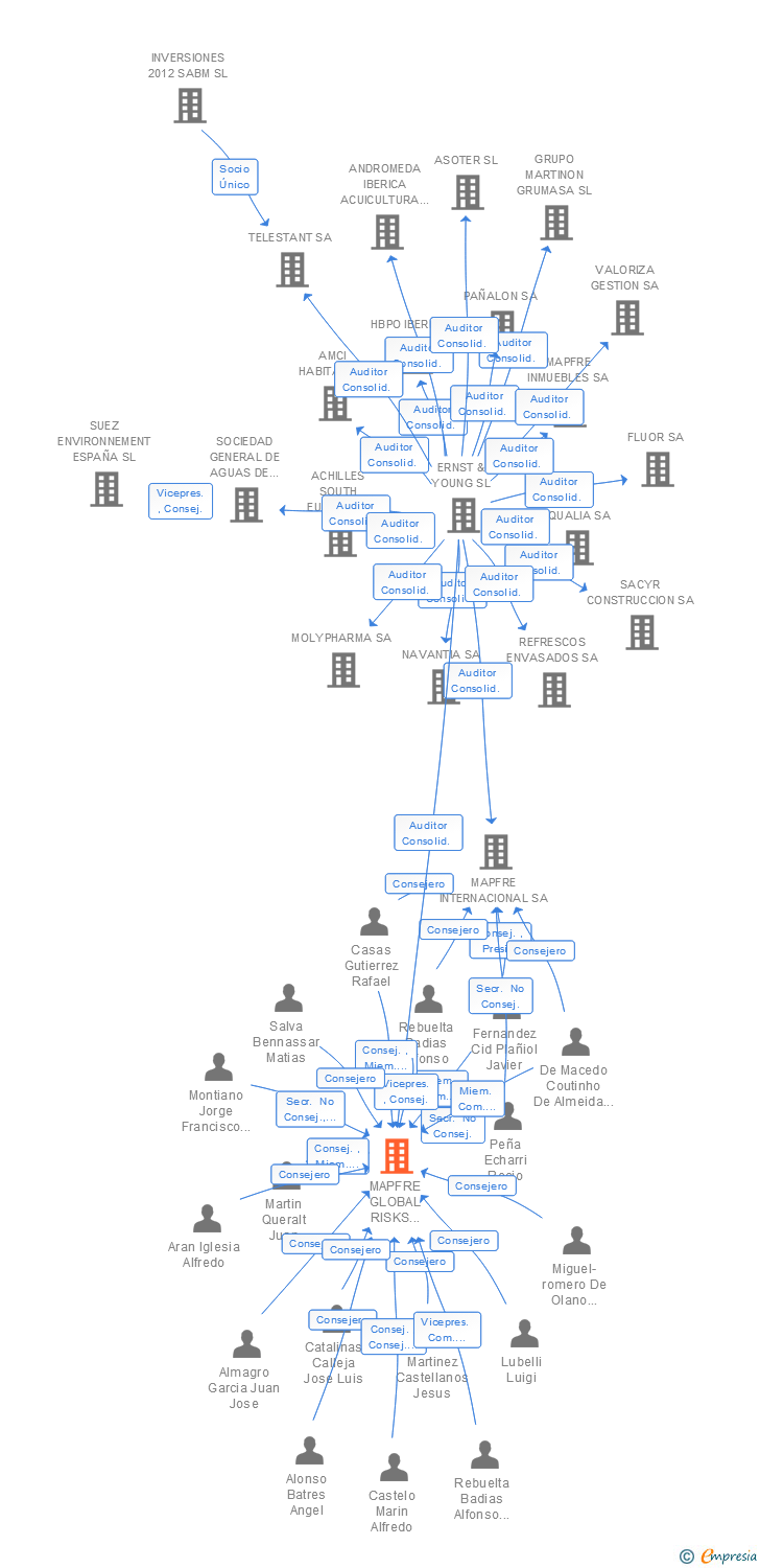Vinculaciones societarias de MAPFRE GLOBAL RISKS COMPAÑIA INTERNACIONAL DE SEGUROS Y REASEGUROS SA