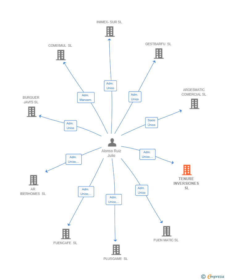Vinculaciones societarias de TENURE INVERSIONES SL