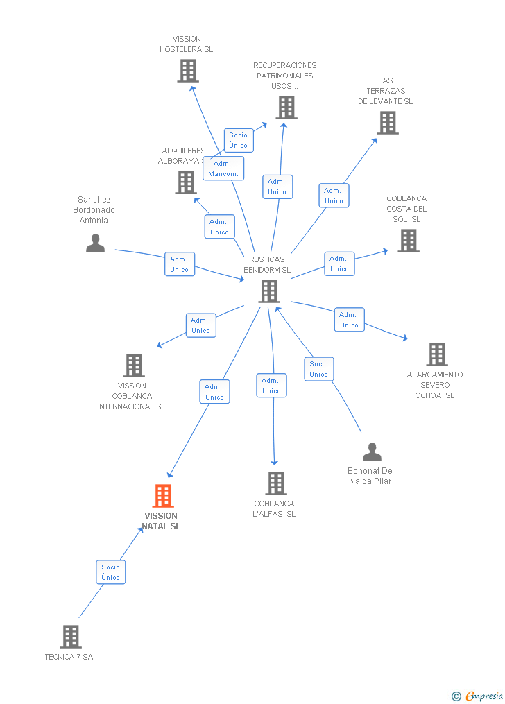 Vinculaciones societarias de VISSION NATAL SL
