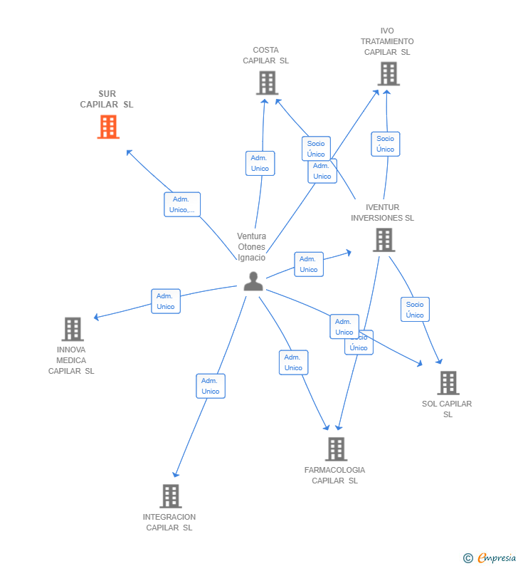 Vinculaciones societarias de SUR CAPILAR SL