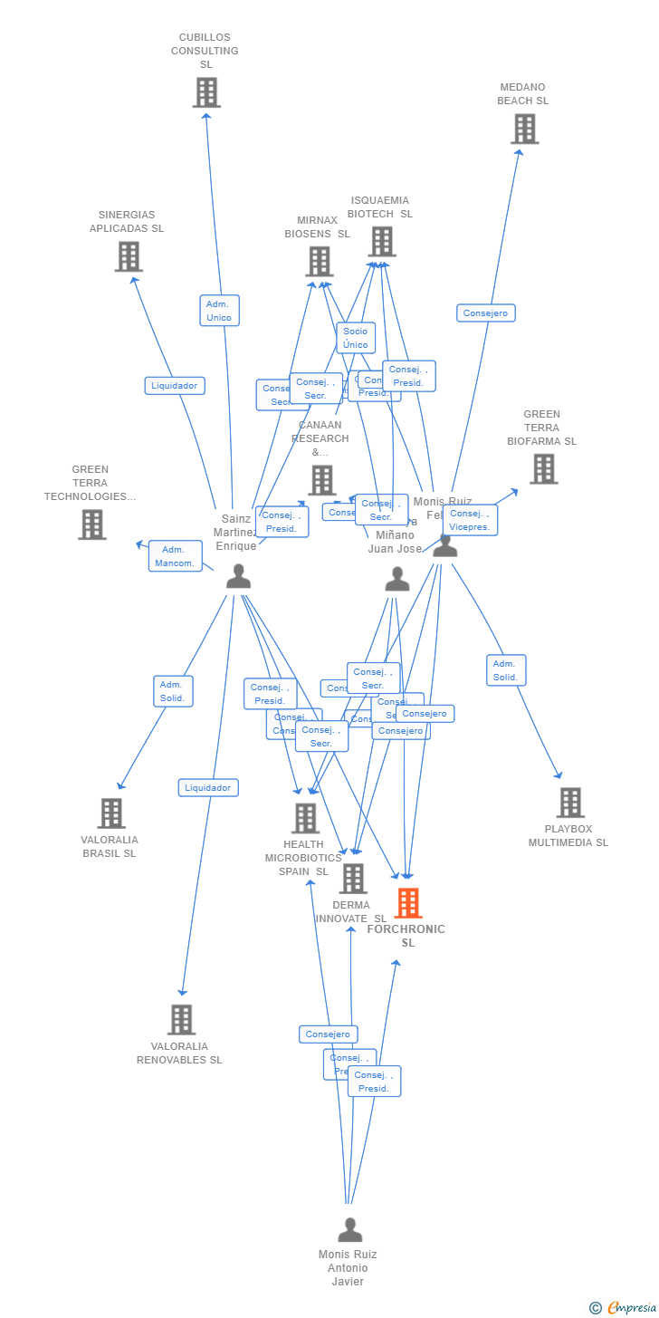 Vinculaciones societarias de FORCHRONIC SL