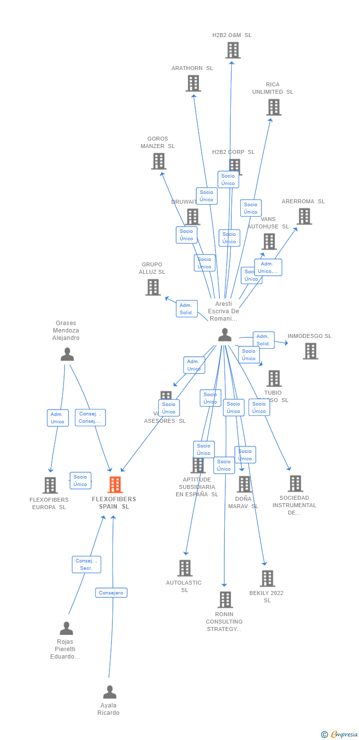 Vinculaciones societarias de FLEXOFIBERS SPAIN SL