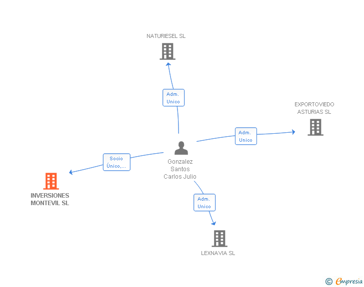 Vinculaciones societarias de INVERSIONES MONTEVIL SL