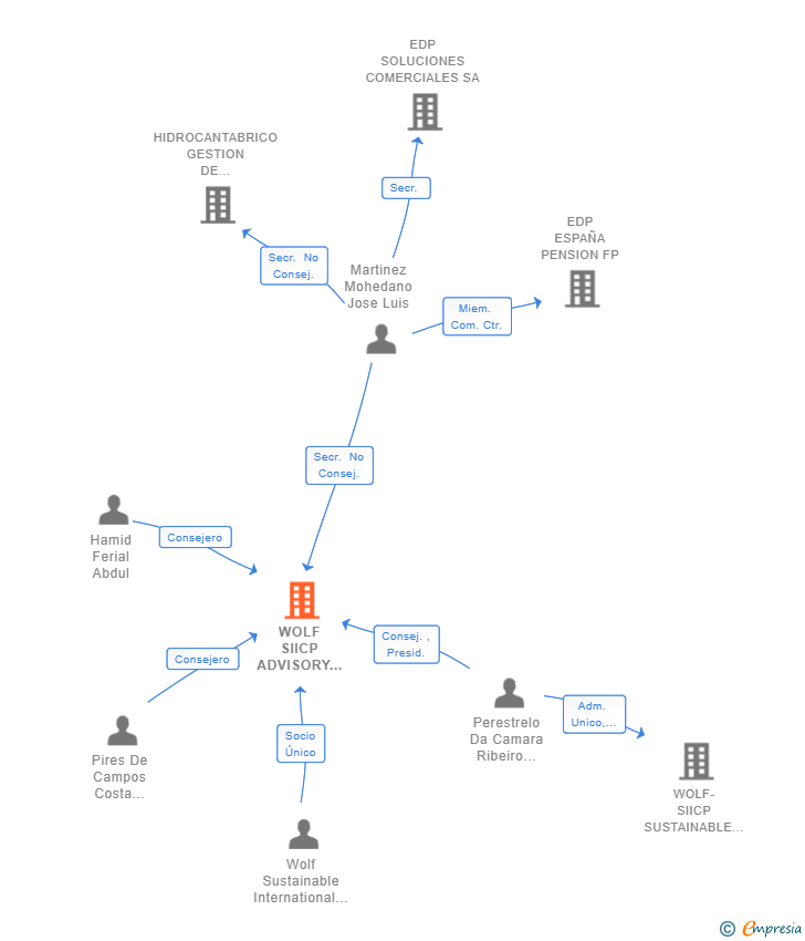 Vinculaciones societarias de WOLF SIICP ADVISORY INVESTMENTS AND SERVICES SL