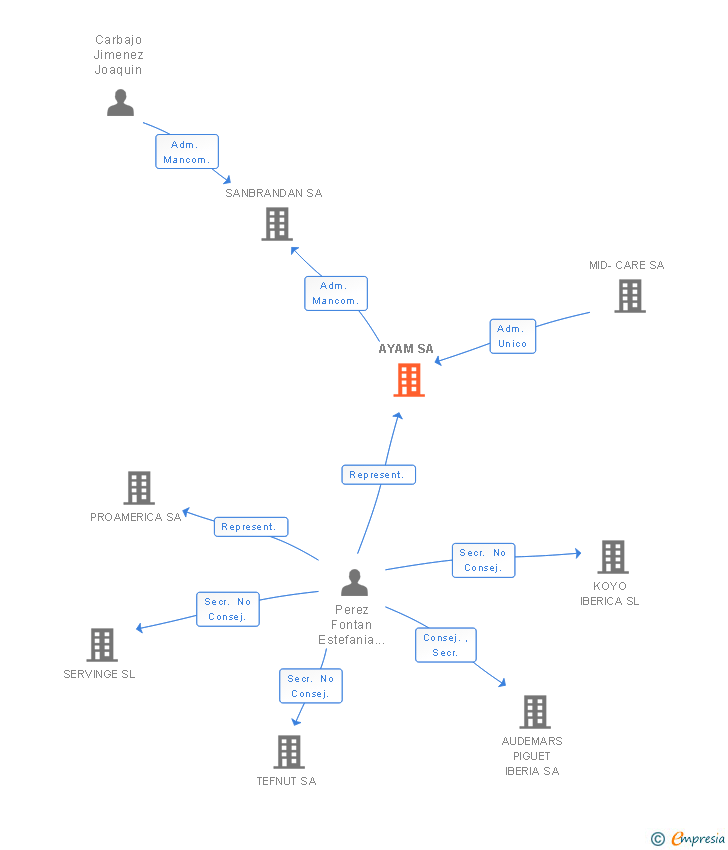 Vinculaciones societarias de AYAM SA