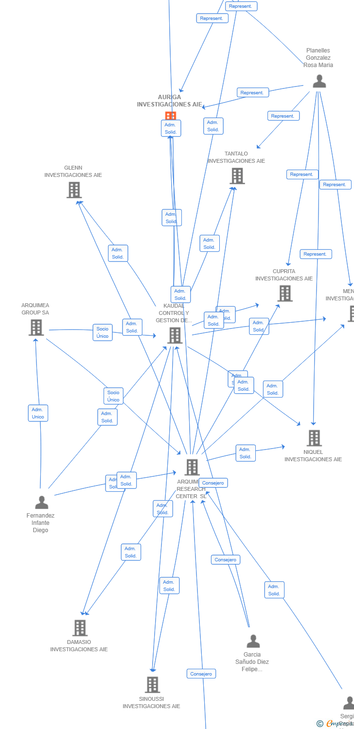 Vinculaciones societarias de AURIGA INVESTIGACIONES AIE