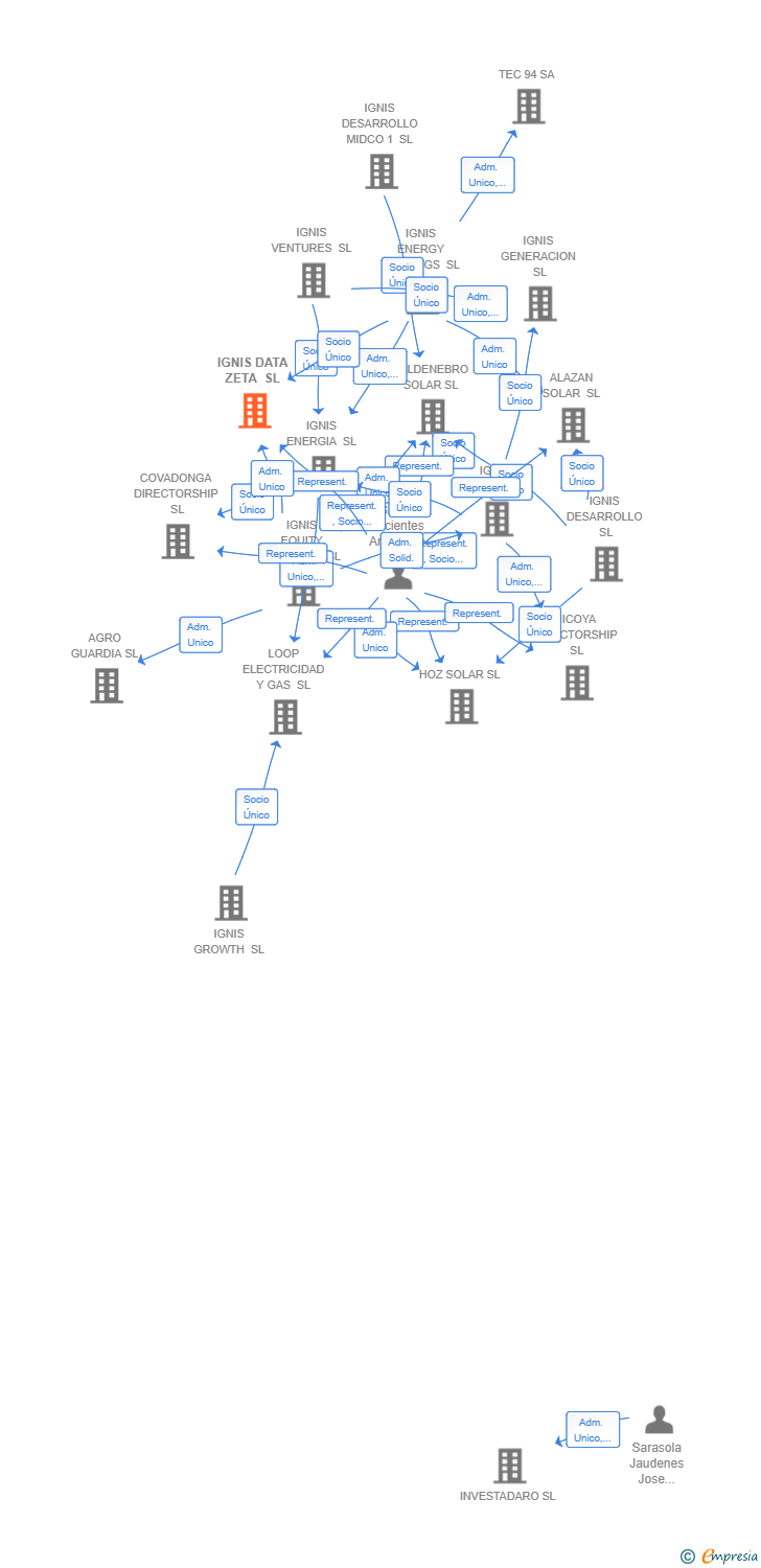 Vinculaciones societarias de IGNIS DATA ZETA SL