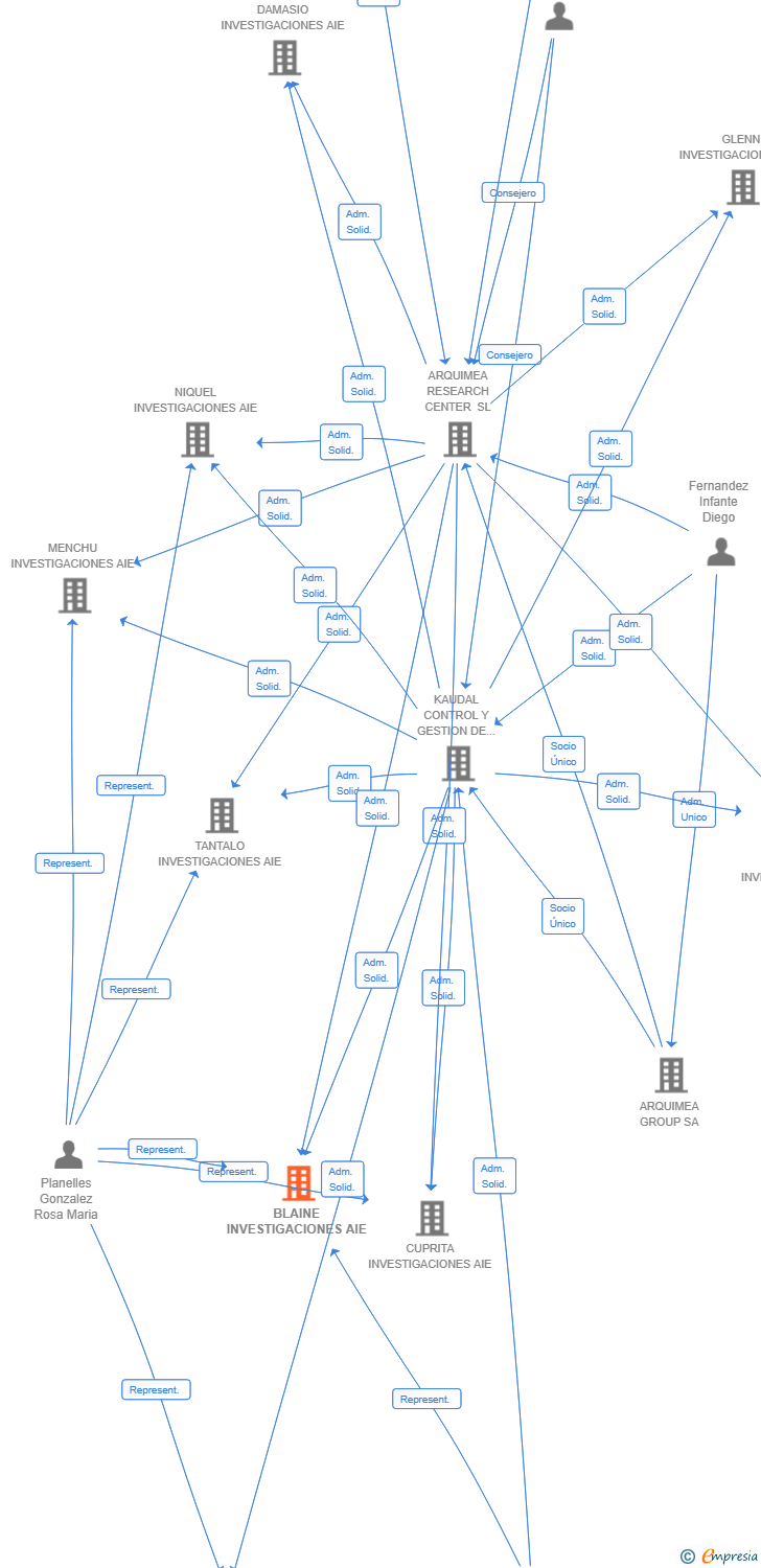Vinculaciones societarias de BLAINE INVESTIGACIONES AIE