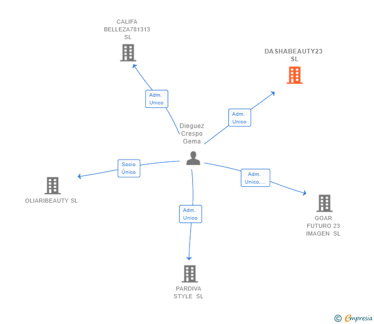 Vinculaciones societarias de DASHABEAUTY23 SL
