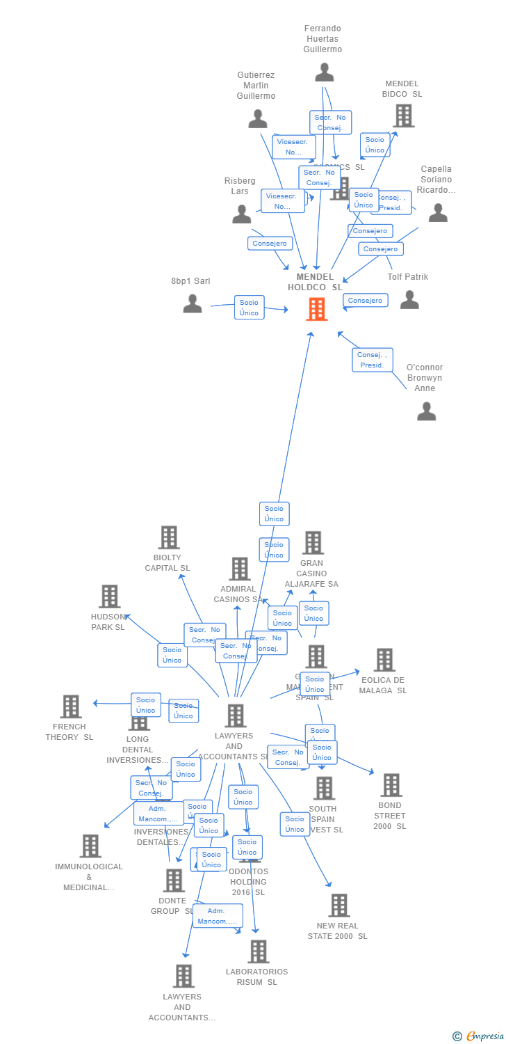 Vinculaciones societarias de MENDEL HOLDCO SL