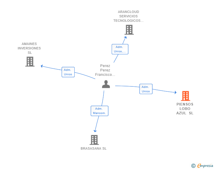 Vinculaciones societarias de PIENSOS LOBO AZUL SL