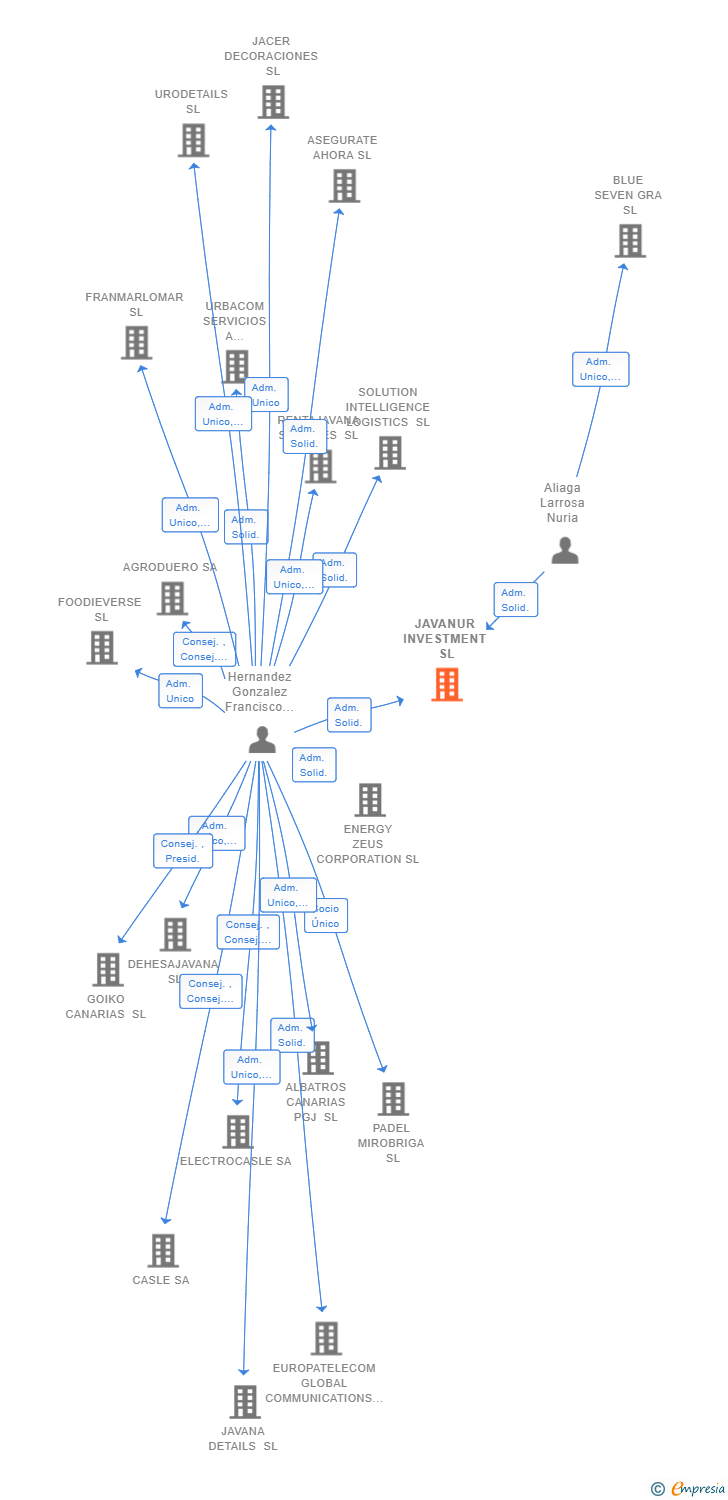 Vinculaciones societarias de JAVANUR INVESTMENT SL