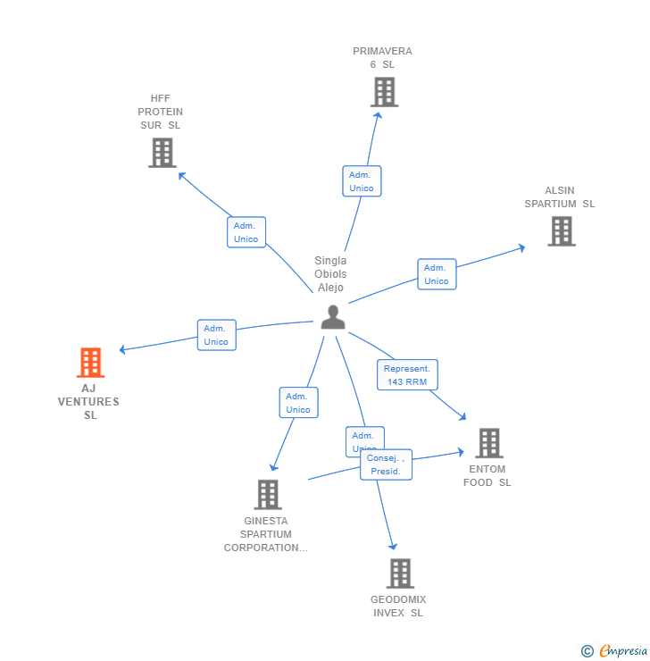 Vinculaciones societarias de AJ VENTURES SL