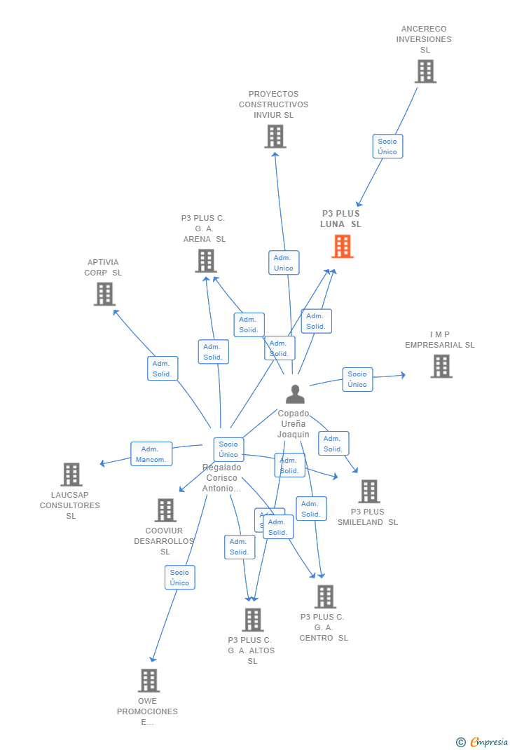 Vinculaciones societarias de P3 PLUS LUNA SL
