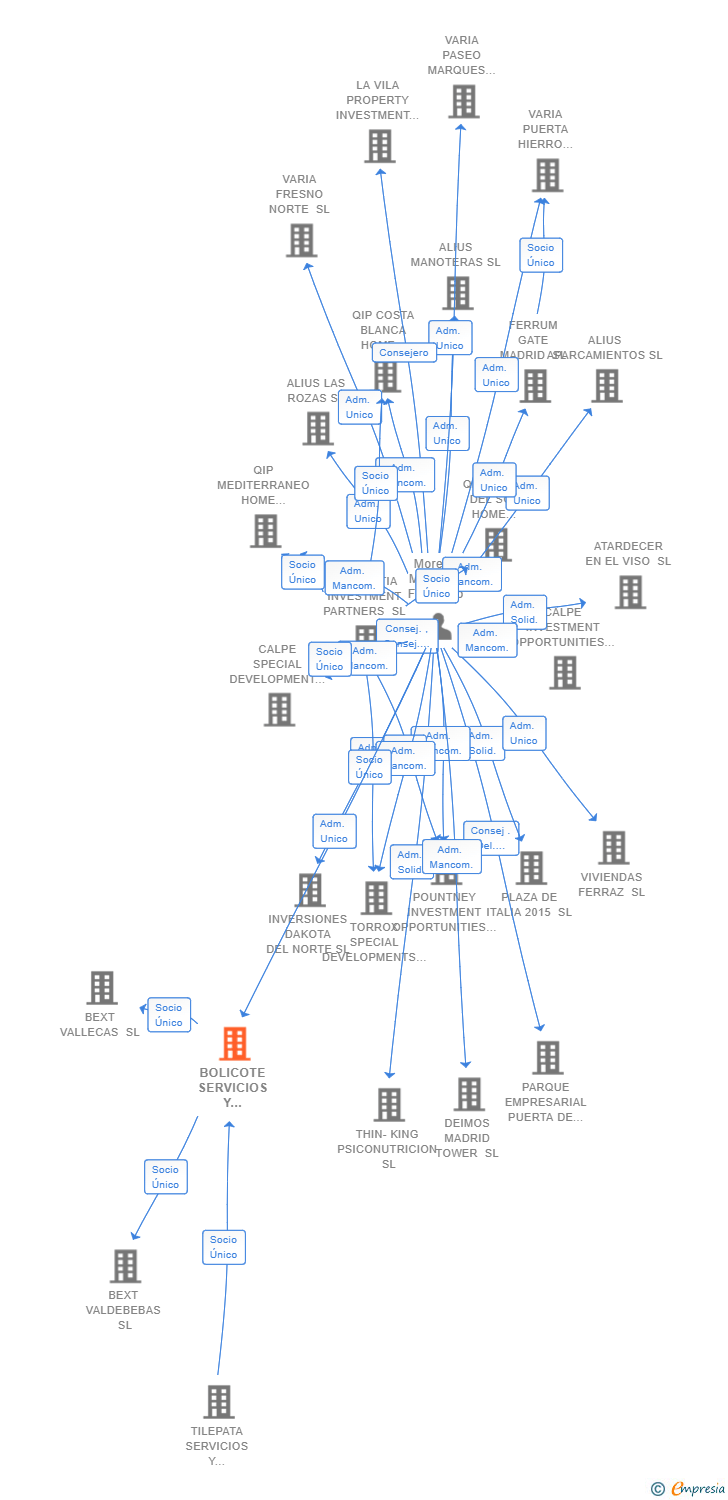 Vinculaciones societarias de BOLICOTE SERVICIOS Y GESTIONES SL