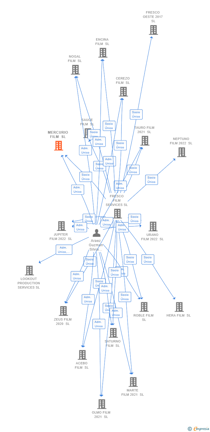 Vinculaciones societarias de MERCURIO FILM SL