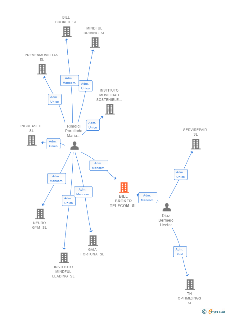 Vinculaciones societarias de BILL BROKER TELECOM SL