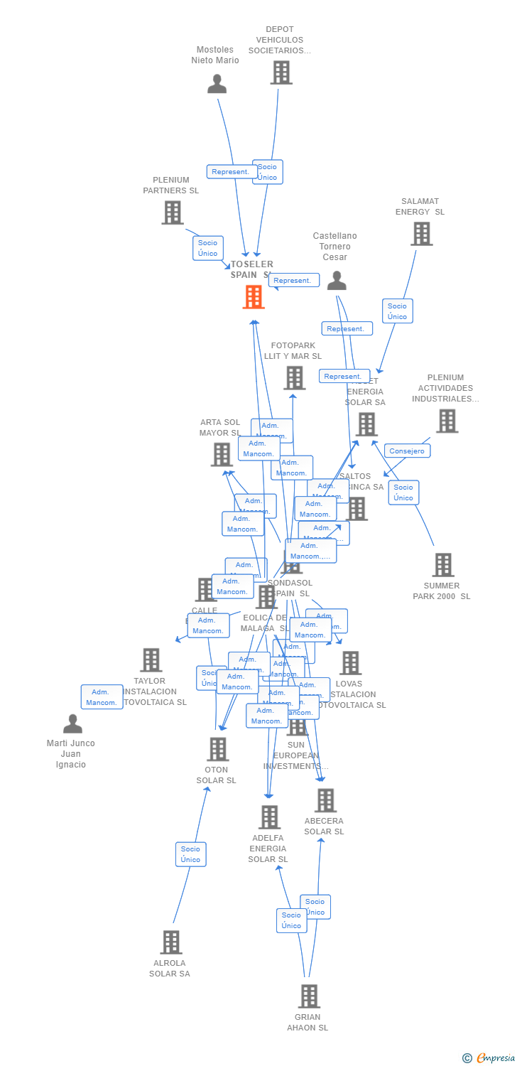 Vinculaciones societarias de TOSELER SPAIN SL