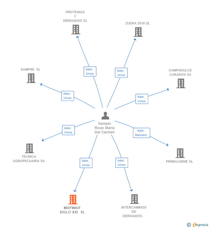 Vinculaciones societarias de MAYWAIF SIGLO XXI SL