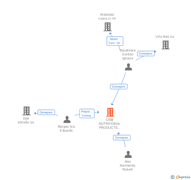 Vinculaciones societarias de DSM NUTRITIONAL PRODUCTS IBERIA SA