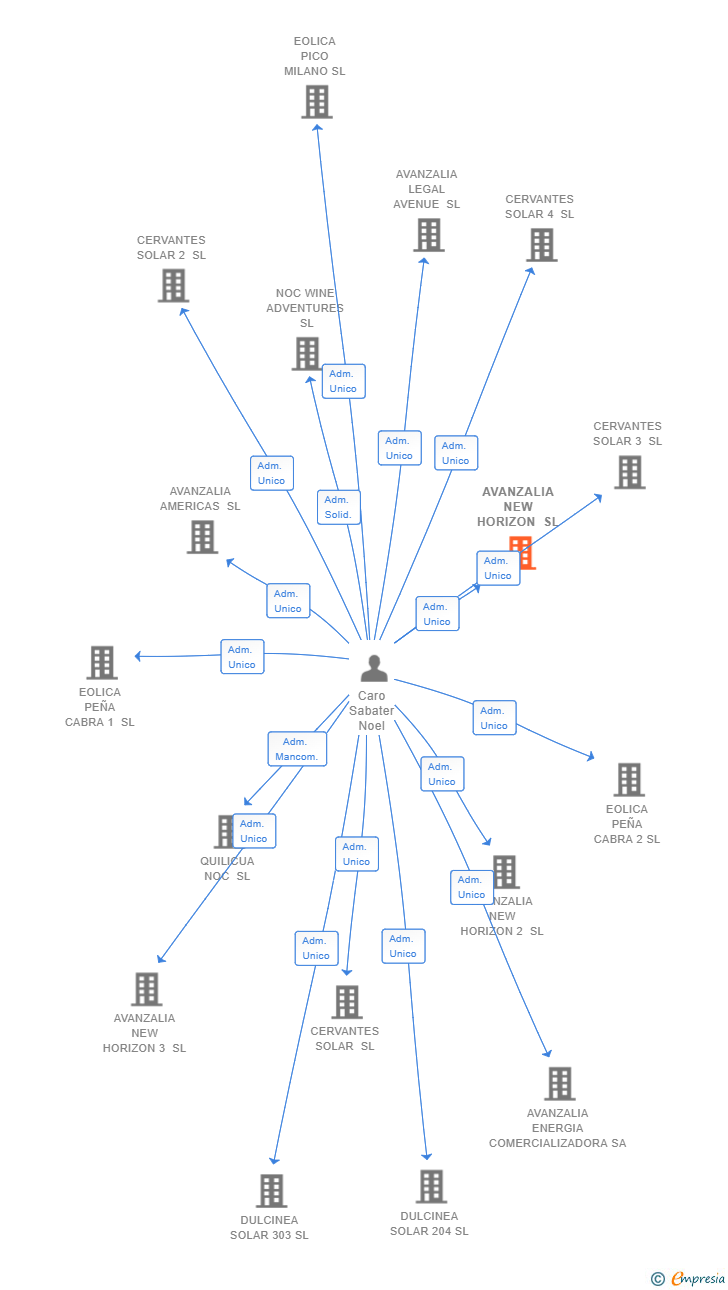 Vinculaciones societarias de AVANZALIA NEW HORIZON SL