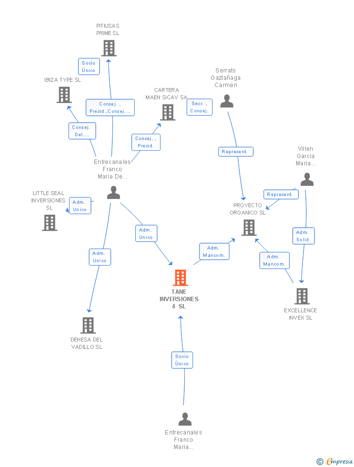 Vinculaciones societarias de TANE INVERSIONES 4 SL