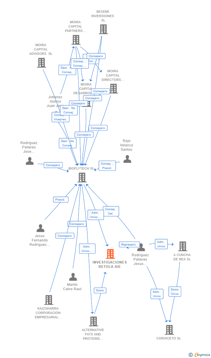 Vinculaciones societarias de INVESTIGACIONES BETULA AIE