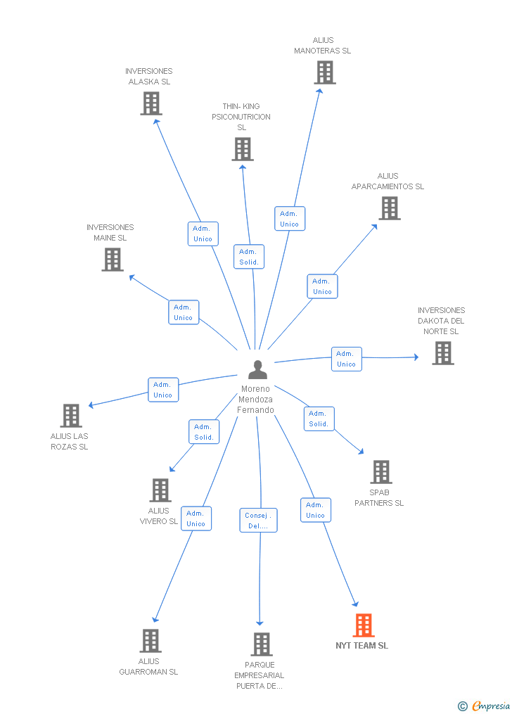 Vinculaciones societarias de NYT TEAM SL