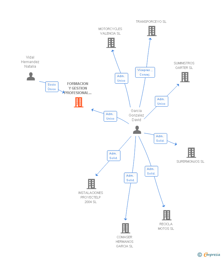 Vinculaciones societarias de FORMACION Y GESTION PROFESIONAL RACOR SL
