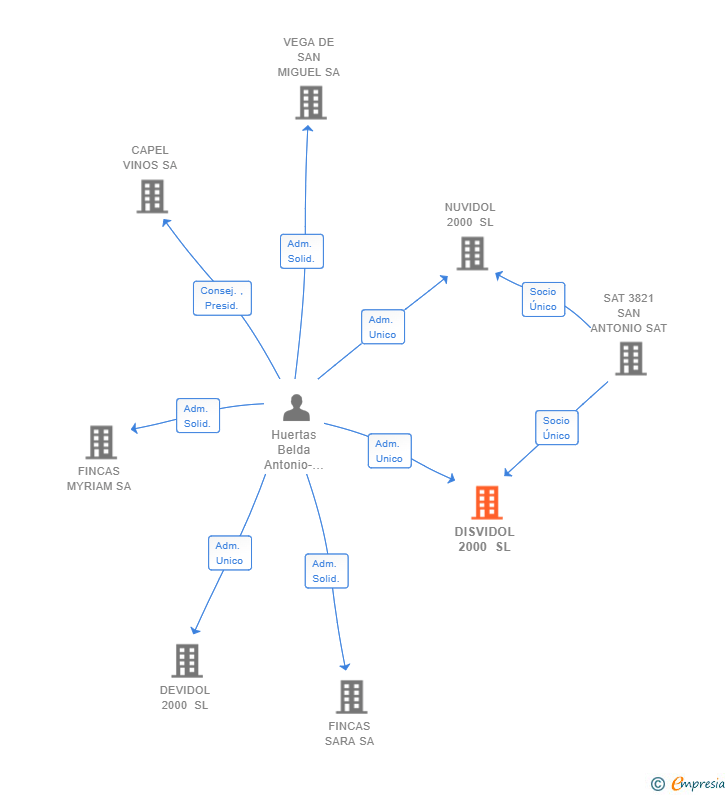 Vinculaciones societarias de DISVIDOL 2000 SL