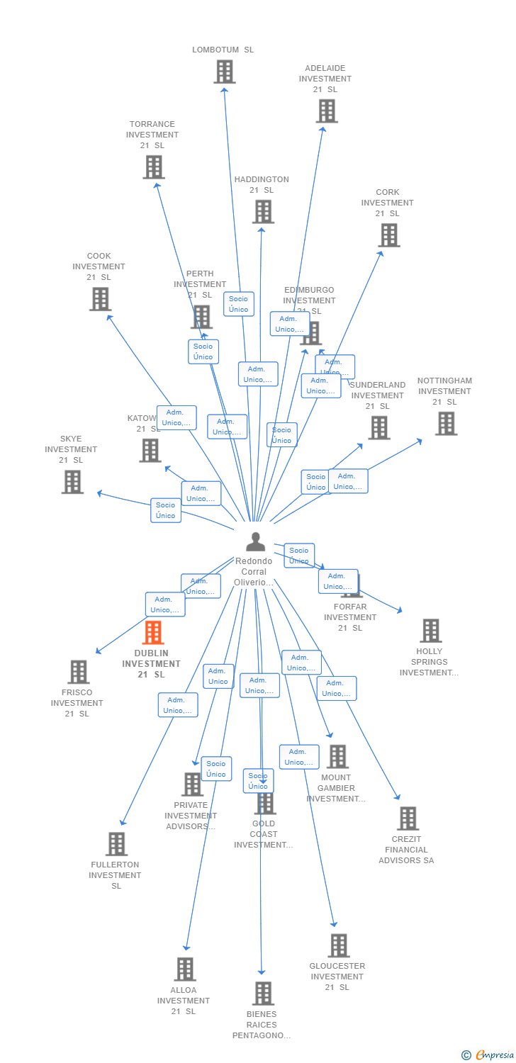 Vinculaciones societarias de DUBLIN INVESTMENT 21 SL