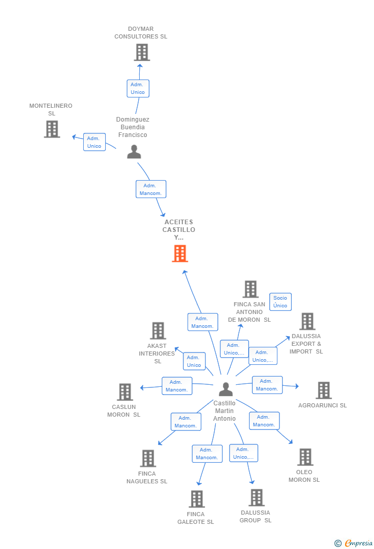Vinculaciones societarias de ACEITES CASTILLO Y DOMINGUEZ SL