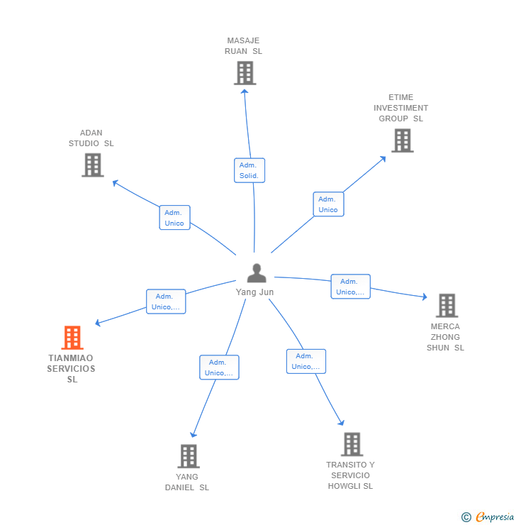 Vinculaciones societarias de TIANMIAO SERVICIOS SL