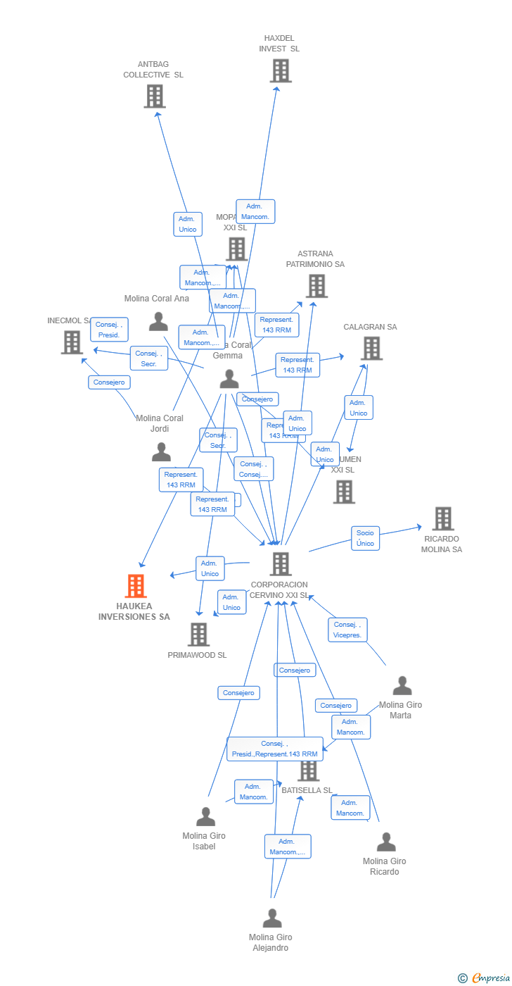 Vinculaciones societarias de HAUKEA INVERSIONES SA