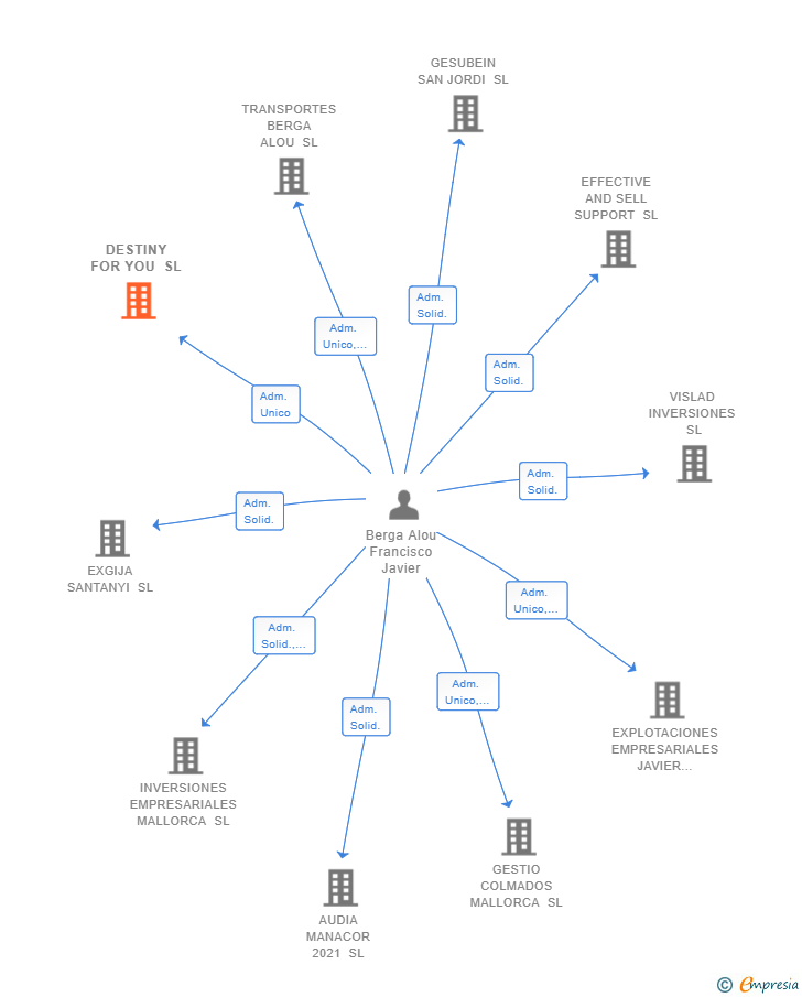 Vinculaciones societarias de DESTINY FOR YOU SL