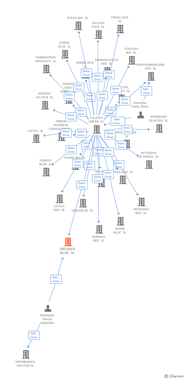 Vinculaciones societarias de TIPESAFE BLUE SL