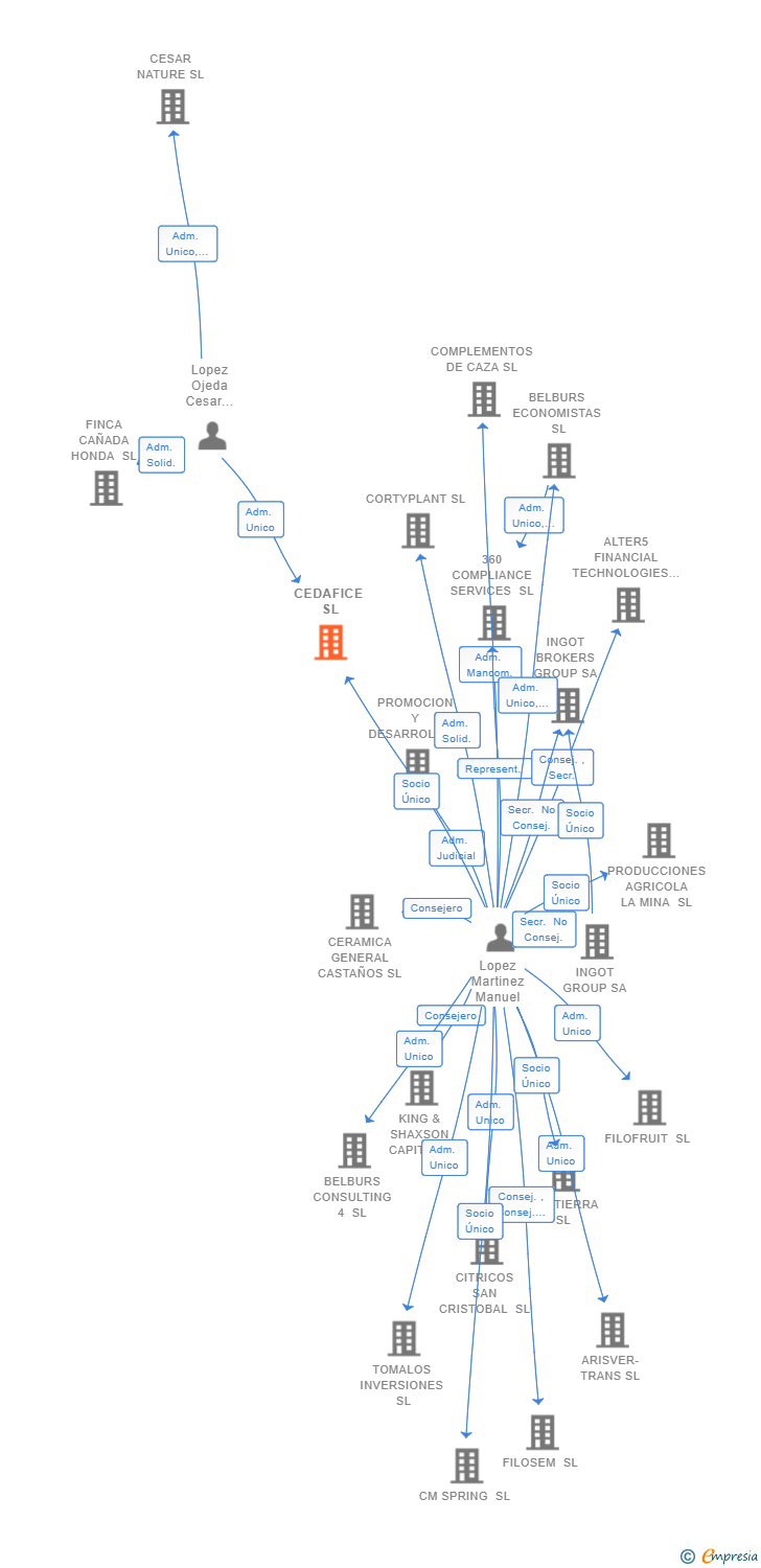 Vinculaciones societarias de CEDAFICE SL