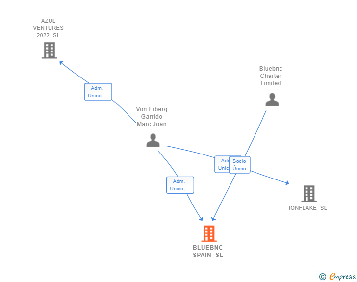 Vinculaciones societarias de BLUEBNC SPAIN SL