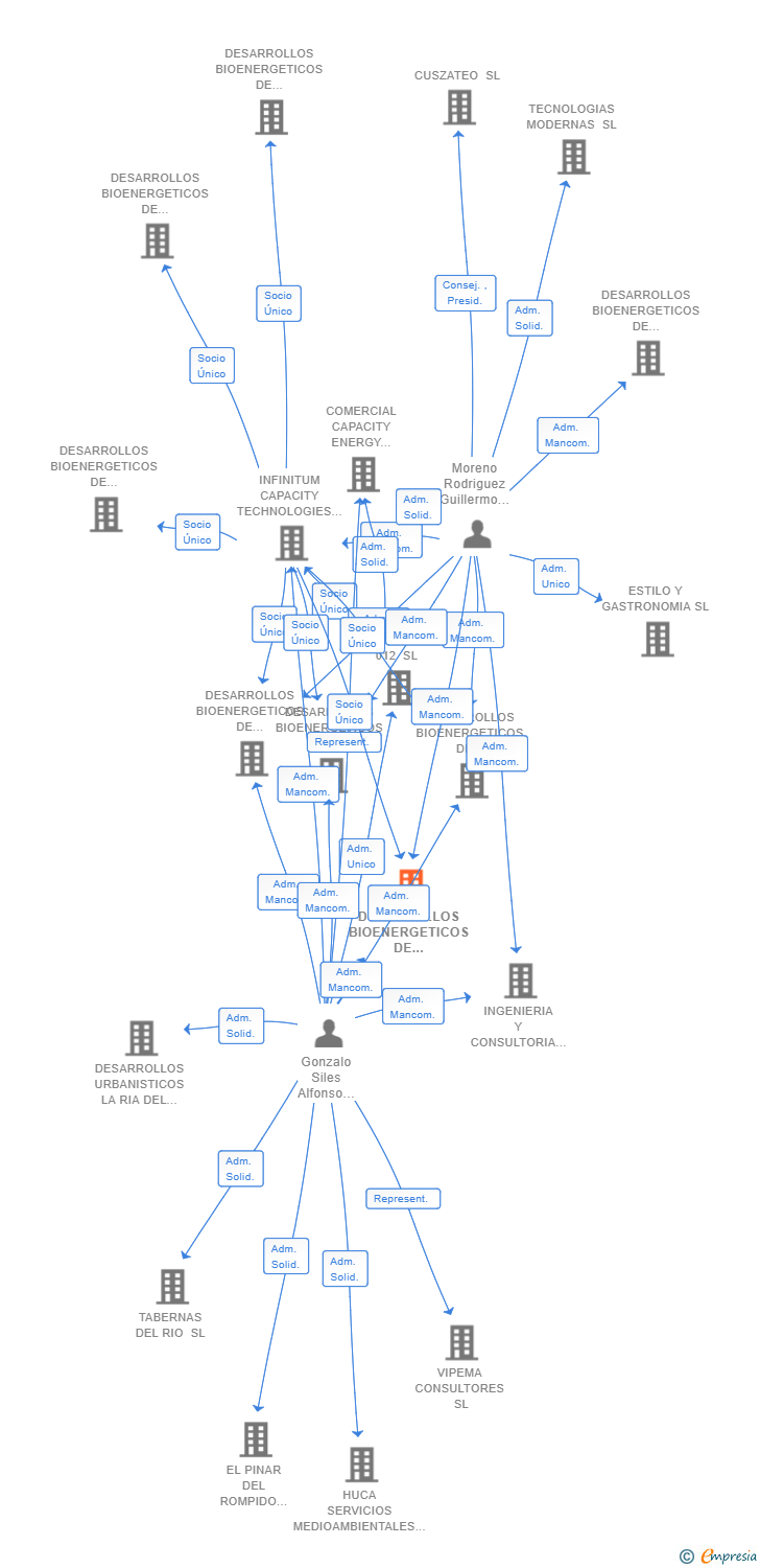 Vinculaciones societarias de DESARROLLOS BIOENERGETICOS DE ANDALUCIA GRANADA 1 SL