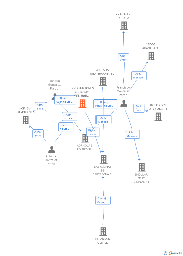 Vinculaciones societarias de EXPLOTACIONES AGRARIAS DEL MAR MENOR SL