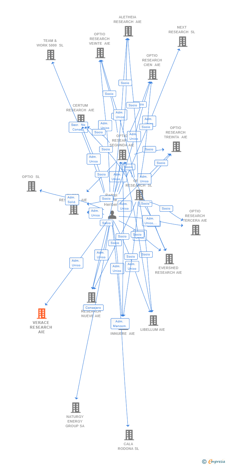 Vinculaciones societarias de VERACE RESEARCH AIE